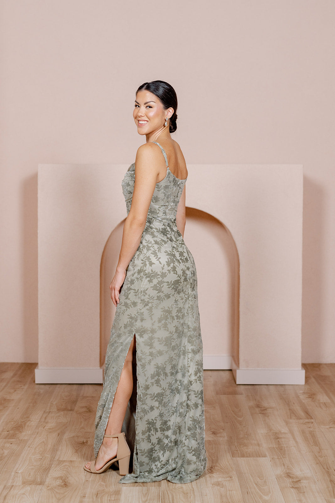 Skye Floral Burnout Velvet Dress | Made To Order Navy Skye Floral Burnout Velvet Dress | Made To Order Navy