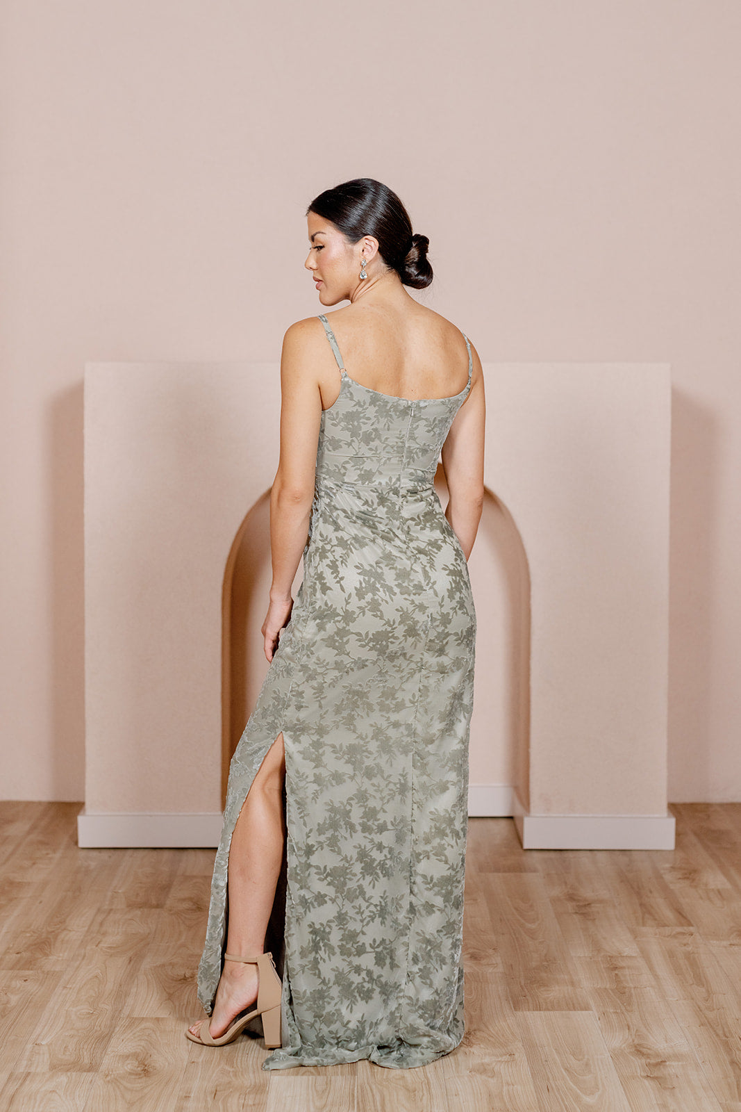 Skye Floral Burnout Velvet Dress | Made To Order Navy Skye Floral Burnout Velvet Dress | Made To Order Navy