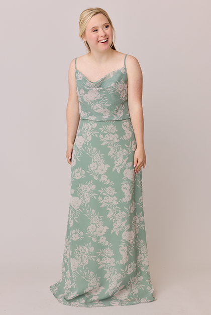 Skye Chiffon Floral Print Dress | Made To Order | Champagne Bouquet