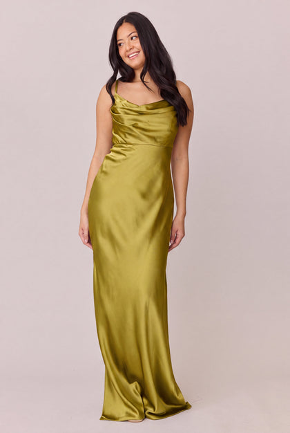 Skye Satin Dress | Made To Order | Chartreuse