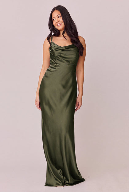 Skye Satin Dress | Made To Order | Deep Olive