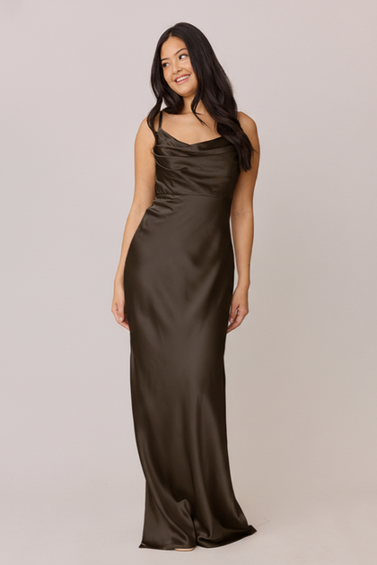Skye Satin Dress | Made To Order | Espresso