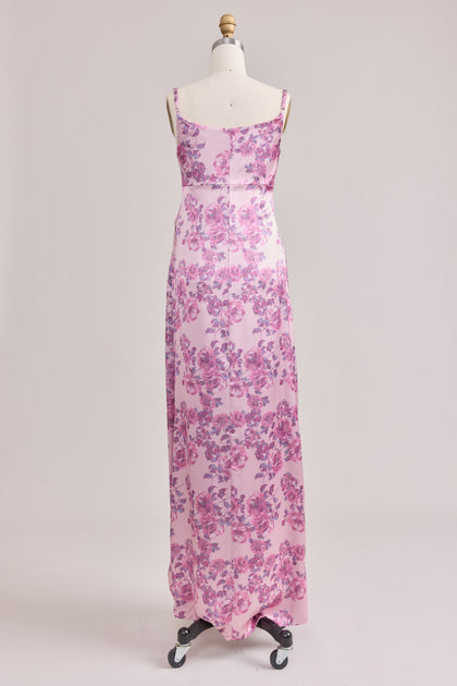 Maternity Skye Satin Floral Print Dress | Made To Order | Perfect Pink Blossom