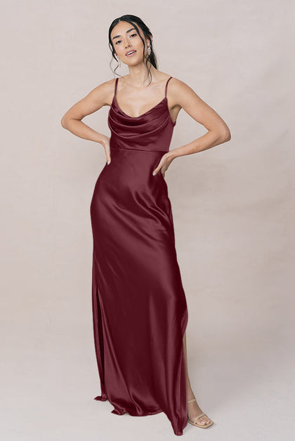 Skye Satin Dress | Made To Order | Cabernet
