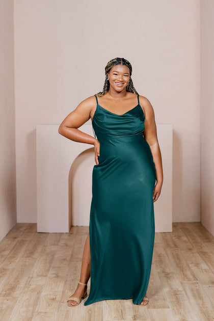 Skye Satin Dress | Classic Emerald