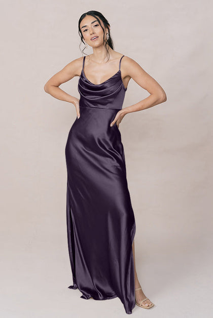 Skye Satin Dress | Made To Order | Eggplant