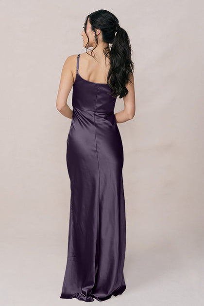 Skye Satin Dress | Made To Order | Eggplant