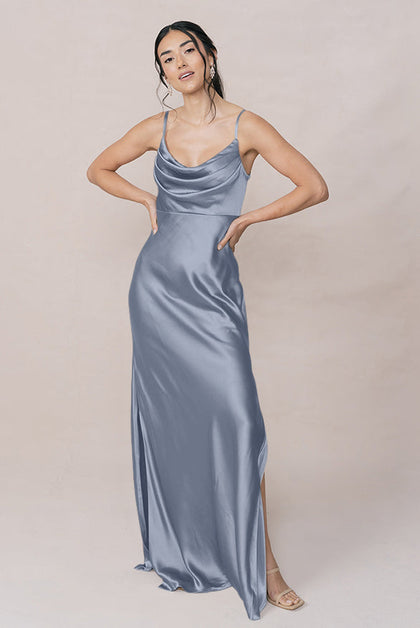 Skye Satin Dress | Made To Order | French Blue