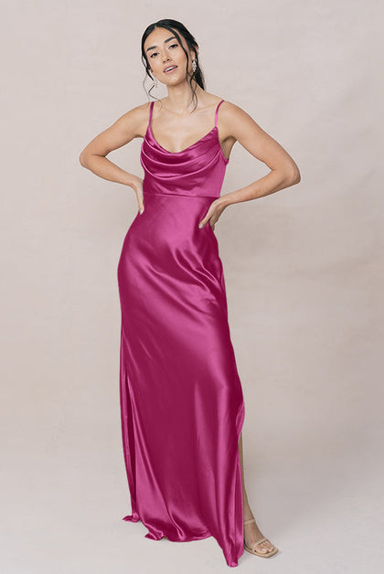 Skye Satin Dress | Made To Order | Fuchsia