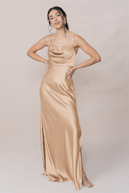 Skye Satin Dress | Made To Order | Honey Beige