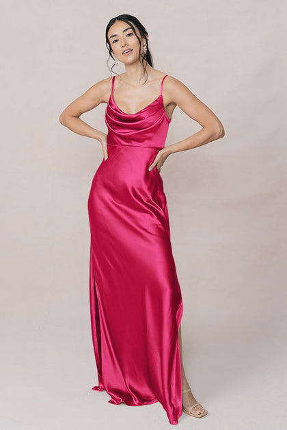 Skye Satin Dress | Made To Order | Hot Pink