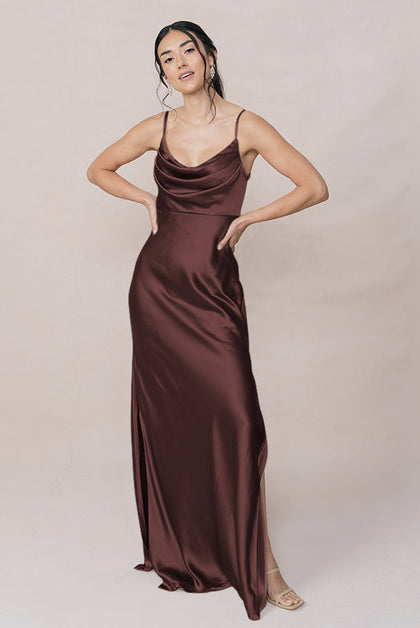 Skye Satin Dress | Made To Order | Mahogany