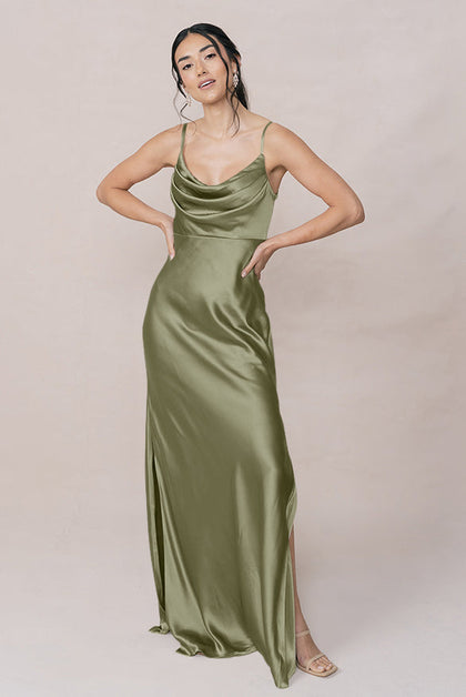 Skye Satin Dress | Made To Order | Moss