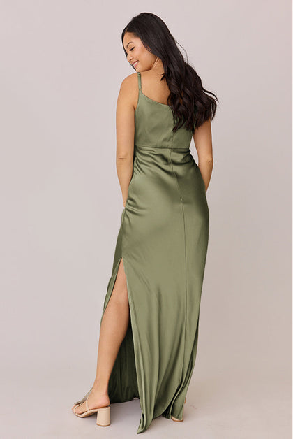 Skye Satin Dress | Made To Order | Moss