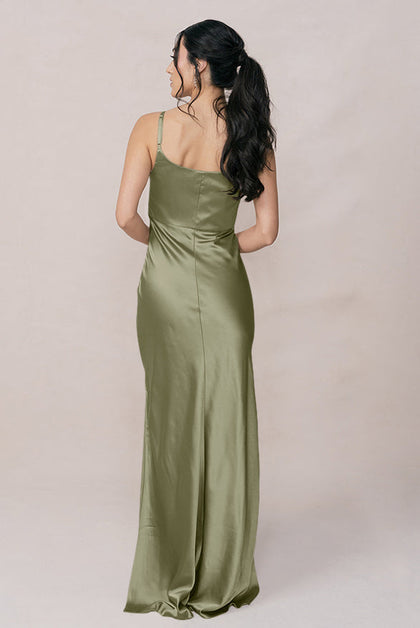 Skye Satin Dress | Made To Order | Moss