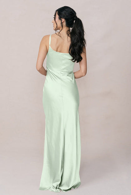 Skye Satin Dress | Made To Order | Pistachio