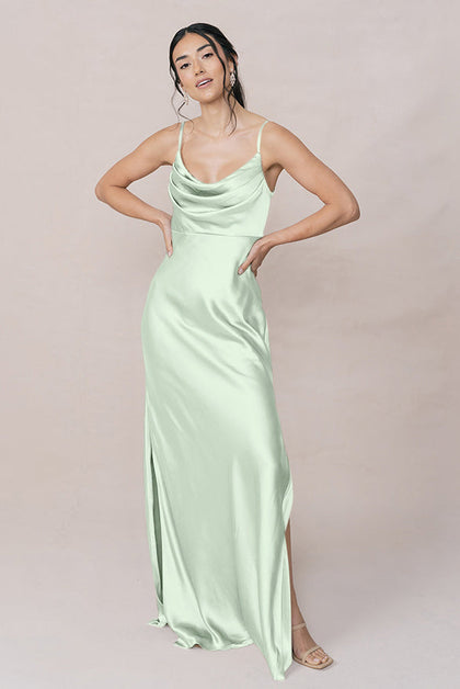 Skye Satin Dress | Made To Order | Pistachio