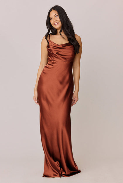 Skye Satin Dress | Made To Order | Rust