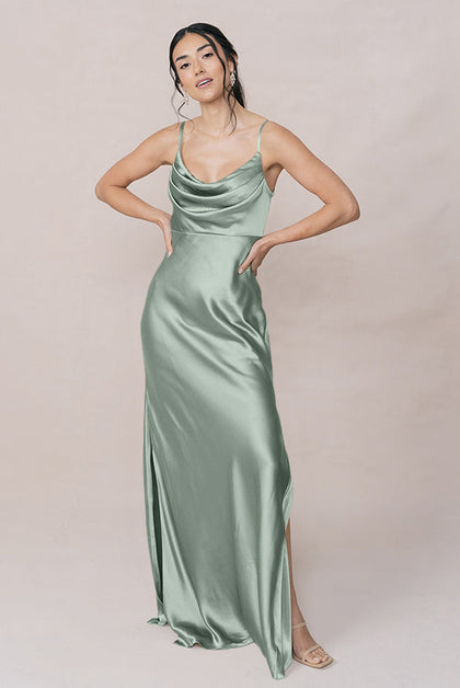 Skye Satin Dress | Made To Order | Sage