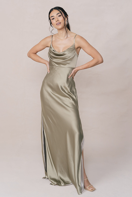 Skye Satin Dress | Made To Order | Silver Sage