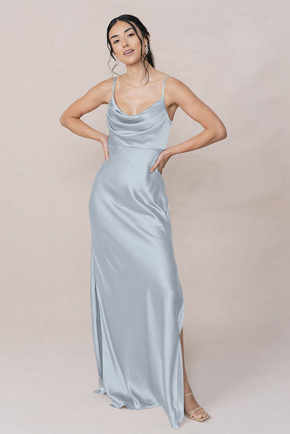 Skye Satin Dress | Made To Order | Sky Blue