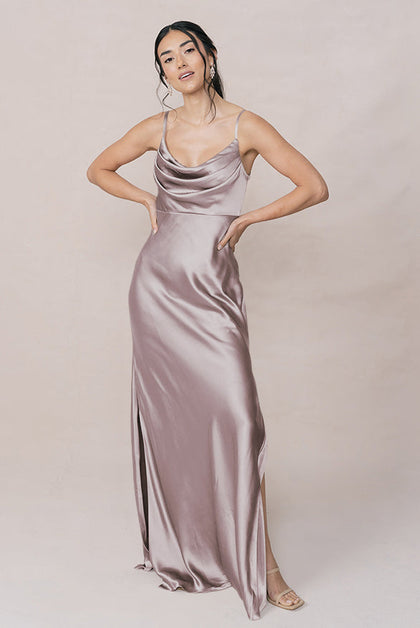 Skye Satin Dress | Made To Order | Taupe
