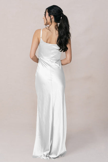 Skye Satin Dress | Made To Order | White Pearl