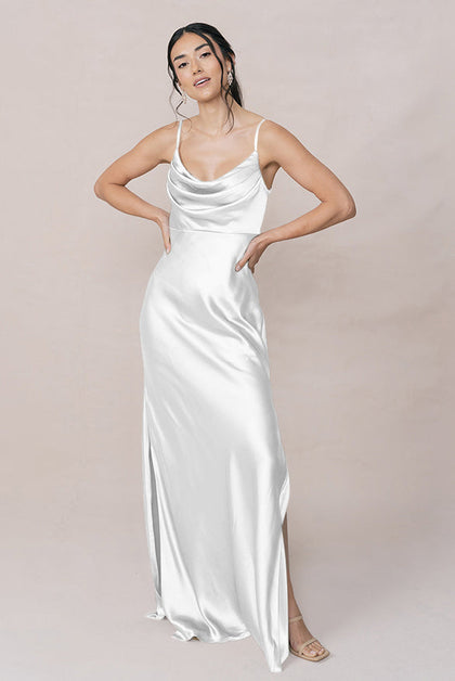 Skye Satin Dress | Made To Order | White Pearl