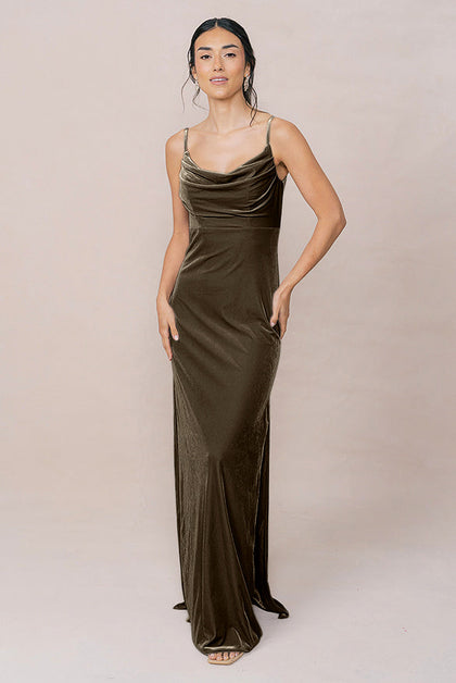 Skye Velvet Dress | Made To Order | Olive