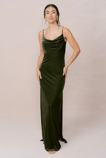 Skye Velvet Dress | Made To Order | Olive