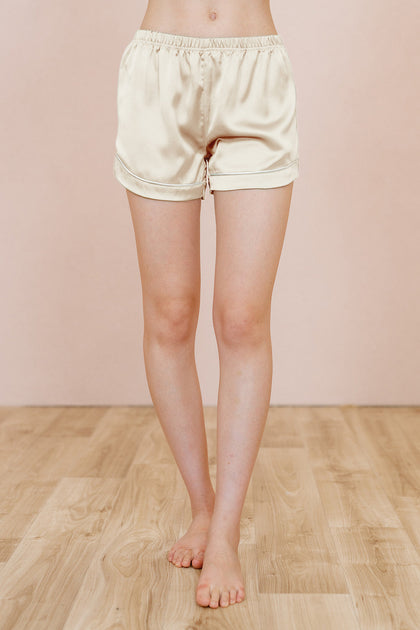 Sleepover Satin Shorts | Made To Order - Pale Yellow