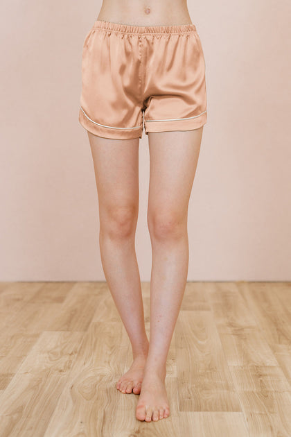 Sleepover Satin Shorts | Made To Order - Peach
