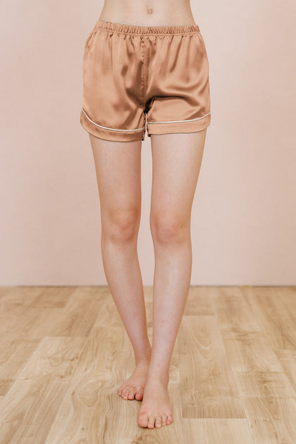 Sleepover Satin Shorts | Made To Order - Toffee