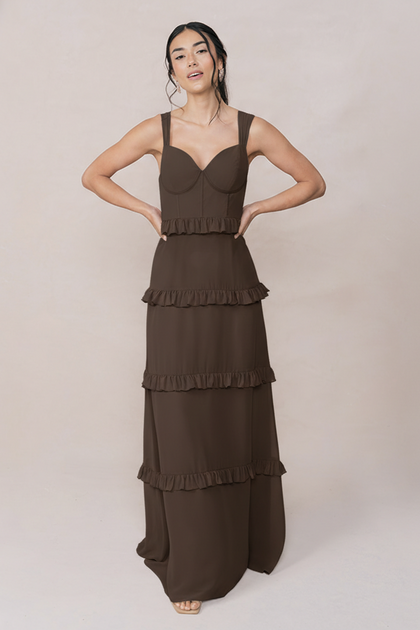 Sloane Chiffon Dress | Made To Order | Espresso