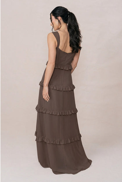 Sloane Chiffon Dress | Made To Order | Espresso