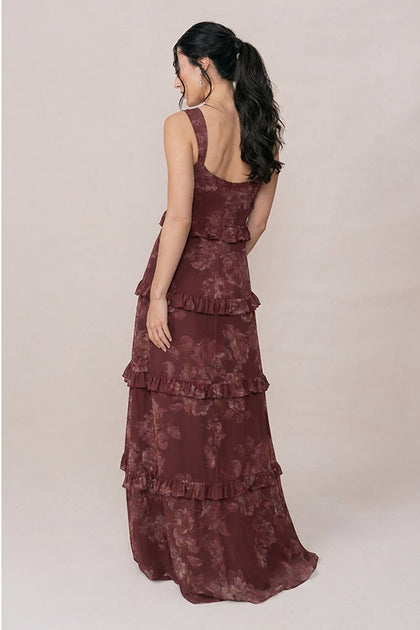 Sloane Chiffon Floral Print Dress | Made To Order | Mahogany Blooms