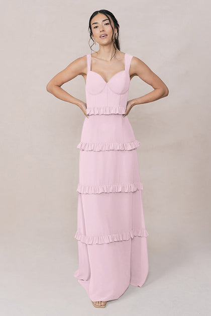 Sloane Chiffon Dress | Made To Order | Baby Pink