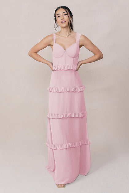 Sloane Chiffon Dress | Made To Order | Blush Pink