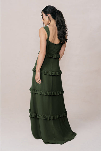 Sloane Chiffon Dress | Made To Order | Deep Olive