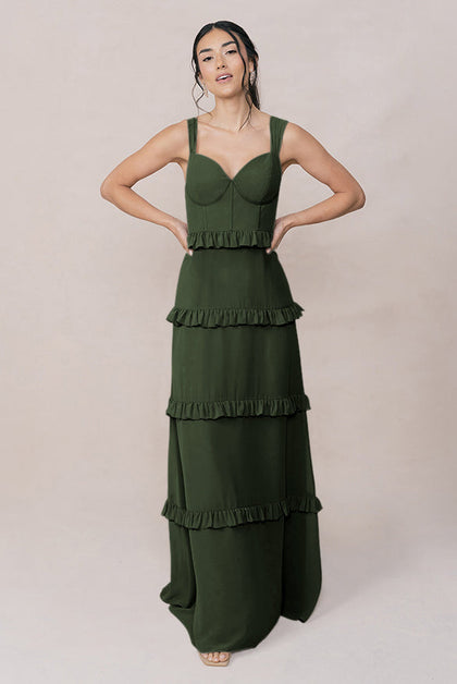 Sloane Chiffon Dress | Made To Order | Deep Olive