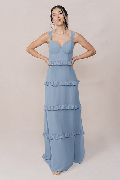 Sloane Chiffon Dress | Made To Order | French Blue