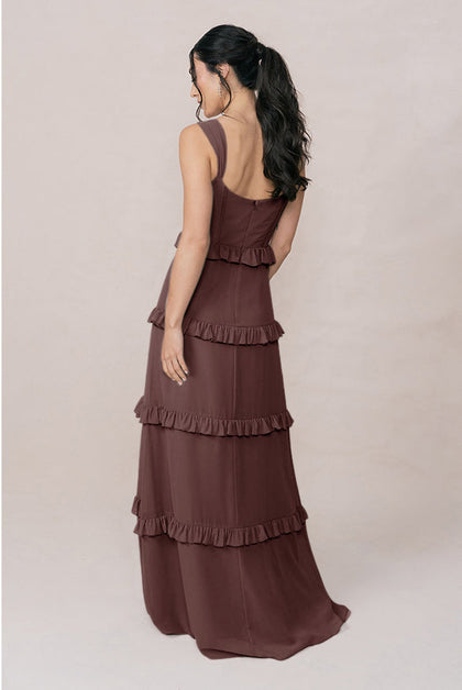 Sloane Chiffon Dress | Made To Order | Mahogany