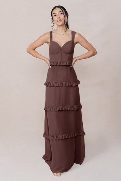 Sloane Chiffon Dress | Made To Order | Mahogany