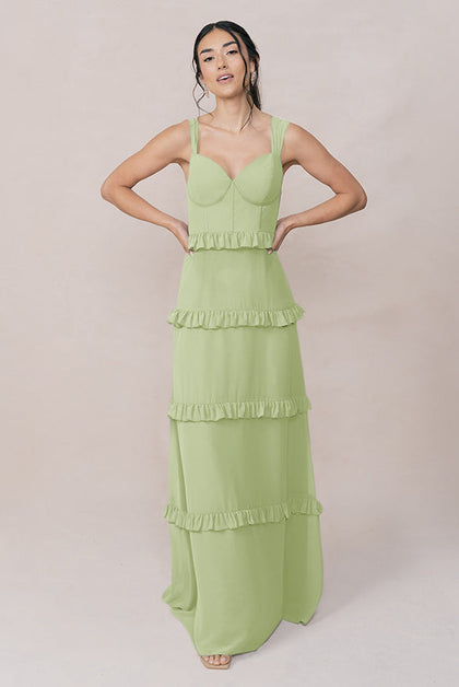 Sloane Chiffon Dress | Made To Order | Matcha