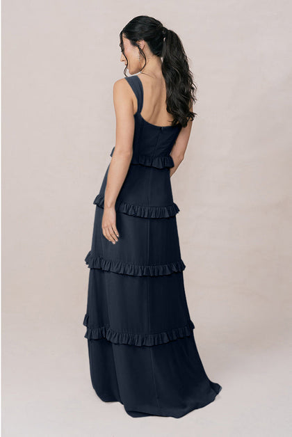 Sloane Chiffon Dress | Made To Order | Navy Blue