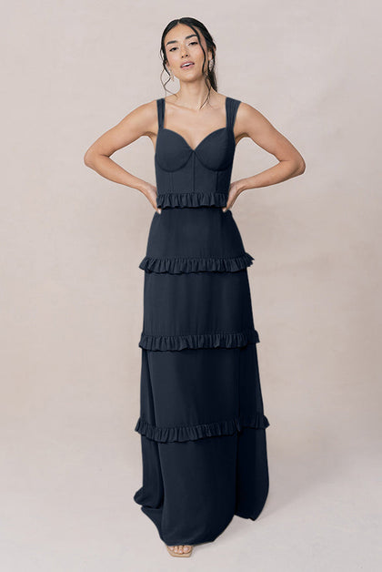 Sloane Chiffon Dress | Made To Order | Navy Blue