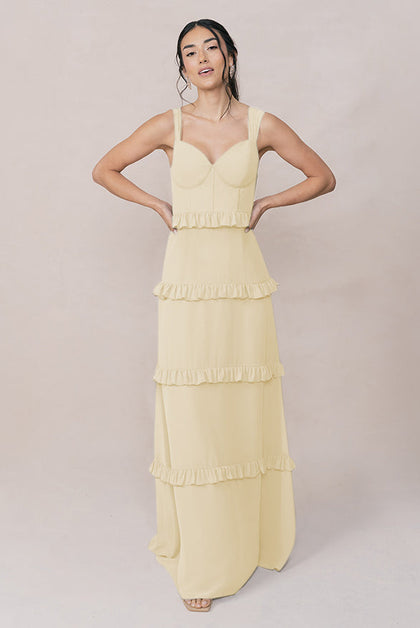 Sloane Chiffon Dress | Made To Order | Pale Yellow