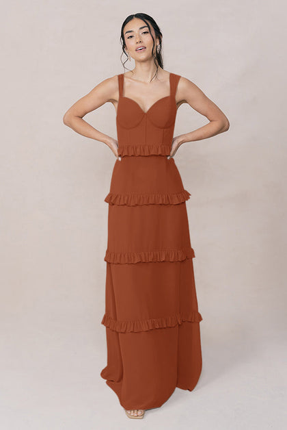 Sloane Chiffon Dress | Made To Order | Rust