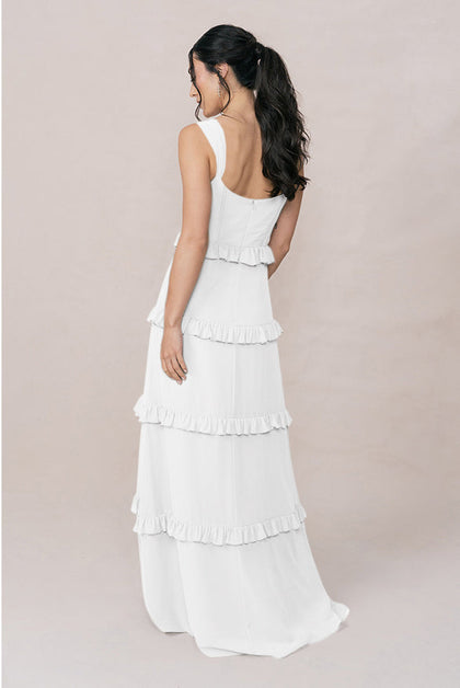 Sloane Chiffon Dress | Made To Order | White Pearl