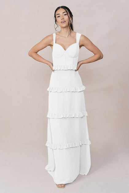 Sloane Chiffon Dress | Made To Order | White Pearl
